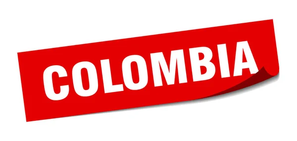 Pegatina de Colombia. Colombia signo de pelador cuadrado rojo — Vector de stock