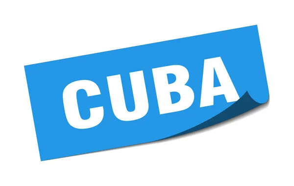 Cuba sticker. Cuba blue square peeler sign — Stock Vector