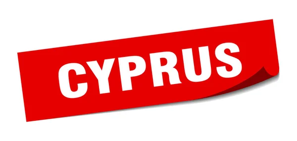 Cyprus sticker. Cyprus red square peeler sign — Stock Vector