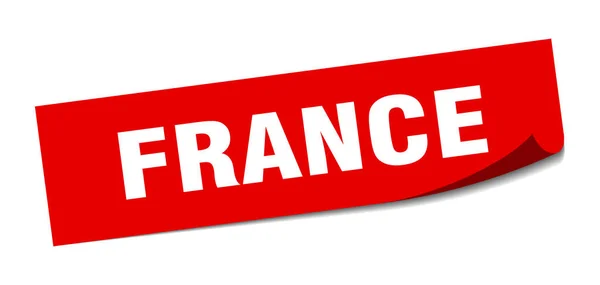 Αυτοκόλλητο Γαλλίας. Γαλλία κόκκινο τετράγωνο σήμα αποφλοιωτή — Διανυσματικό Αρχείο