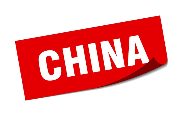 Sticker Chine. Chine éplucheur carré rouge signe — Image vectorielle