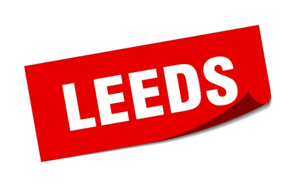 Leeds sticker. Leeds rood vierkante schiller teken — Stockvector