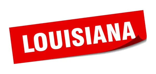 Pegatina de Louisiana. Luisiana signo de pelador cuadrado rojo — Vector de stock