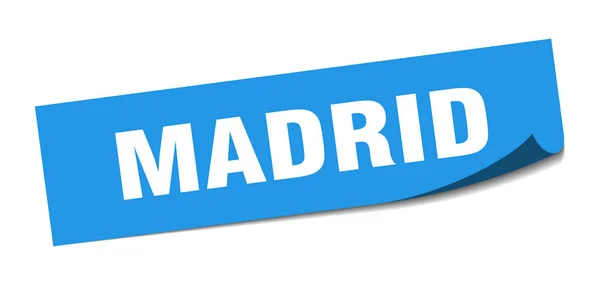 Madrid sticker. Madrid blue square peeler sign — Stock Vector