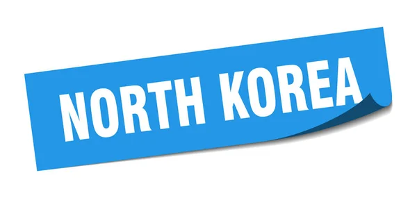 North Korea sticker. North Korea blue square peeler sign — Stock Vector