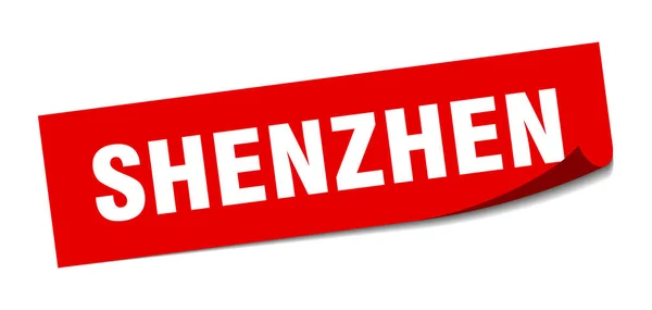 Pegatina de Shenzhen. Shenzhen signo de pelador cuadrado rojo — Vector de stock