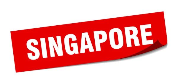 Pegatina de Singapur. Singapur signo de pelador cuadrado rojo — Vector de stock