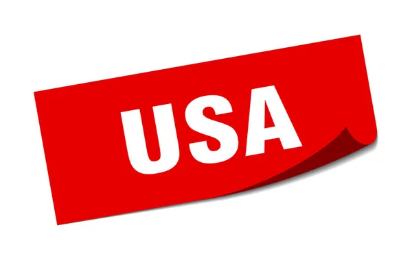 Usa sticker. usa red square peeler sign — Stock Vector