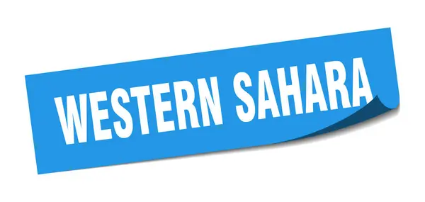 Pegatina del Sahara Occidental. Sáhara Occidental azul cuadrado pelador signo — Vector de stock