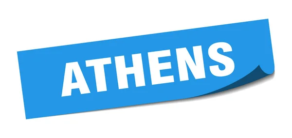 Athener Aufkleber. athens blaue quadratische Schäler Zeichen — Stockvektor
