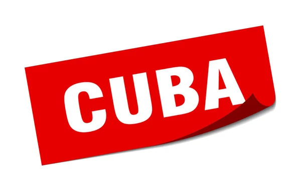 Pegatina de Cuba. Cuba signo de pelador cuadrado rojo — Archivo Imágenes Vectoriales