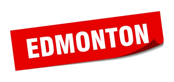 Αυτοκόλλητο Έντμοντον. Edmonton κόκκινο τετράγωνο σήμα αποφλοιωτή — Διανυσματικό Αρχείο