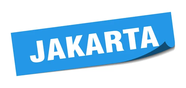 Jakarta sticker. Jakarta blue square peeler sign — Stock Vector