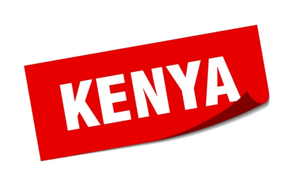 Kenya sticker. Kenya red square peeler sign — Stock Vector