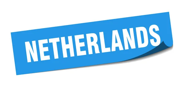 Netherlands sticker. Netherlands blue square peeler sign — Stock Vector