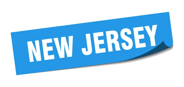 뉴저지 스티커 야. New Jersey blue square peeler sign — 스톡 벡터