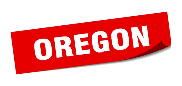 Autocollant de l'Oregon. Éplucheur carré rouge de l'Oregon — Image vectorielle