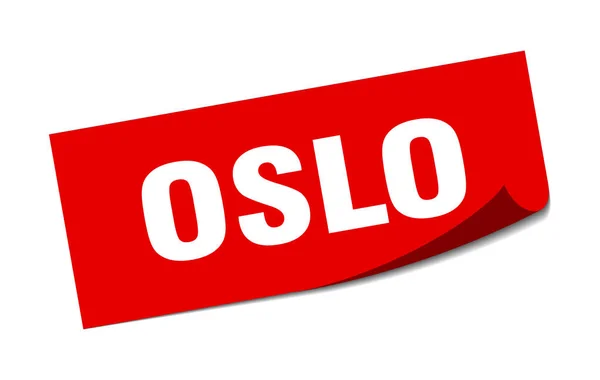 Oslo sticker. Oslo red square peeler sign — Stok Vektör