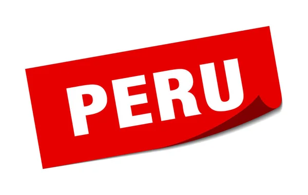 Adesivo Perù. Perù segno pelapatate quadrato rosso — Vettoriale Stock