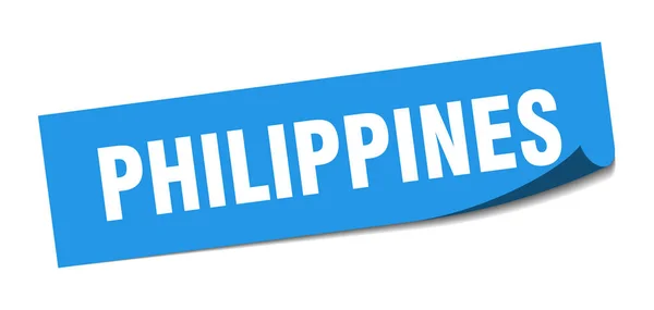菲律宾贴纸。 菲律宾蓝色正方形剥皮标志 — 图库矢量图片