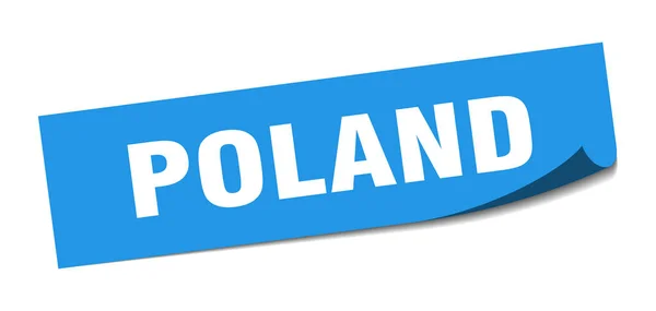 Poland sticker. Poland blue square peeler sign — Stock Vector