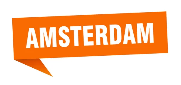 Amsterdam-sticker. orangefarbenes Amsterdam-Hinweisschild — Stockvektor