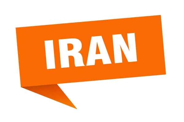 Irans klistermärke. Orange Iran skylt pekare skylt — Stock vektor
