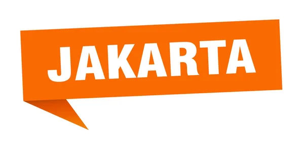 Jakarta sticker. Orange Jakarta signpost pointer sign — Stock Vector