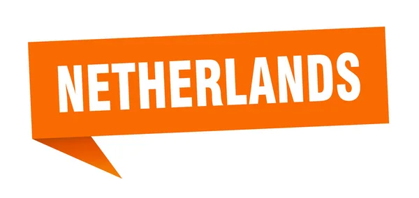 Netherlands sticker. Orange Netherlands signpost pointer sign — ストックベクタ