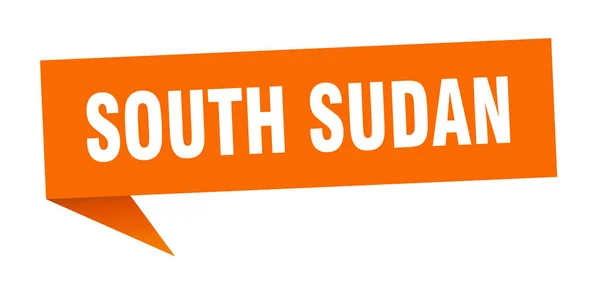 Etiqueta adhesiva de Sudán del Sur. Señal de apuntador naranja de Sudán del Sur — Archivo Imágenes Vectoriales