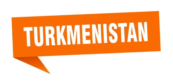 투르크메니스탄 스티커입니다. 오렌지 투르크메니스탄, 포인터 사인 — 스톡 벡터