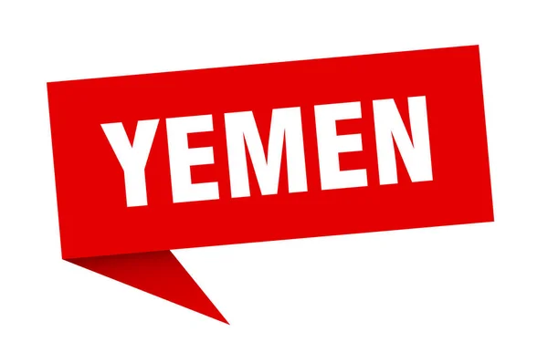 Jemen klistermärke. Röd Jemen skylt pekare tecken — Stock vektor