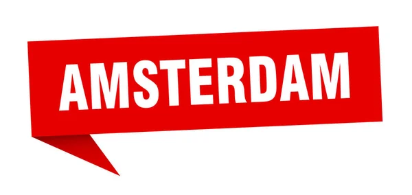 Amsterdam sticker. Rood Amsterdam wegwijzer wegwijzer — Stockvector