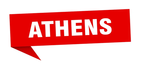 Athéni matrica. Piros athéni útjelző tábla — Stock Vector