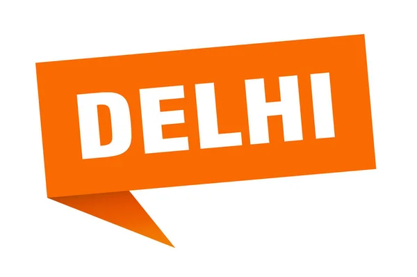 Delhi sticker. Orange Delhi signpost pointer sign