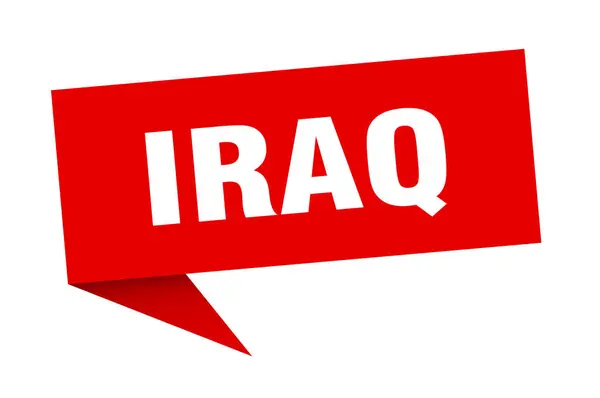 イラクのステッカー。赤いイラクの標識ポインタ記号 — ストックベクタ
