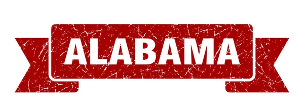 Alabama ribbon. Red Alabama grunge band sign — Stock Vector