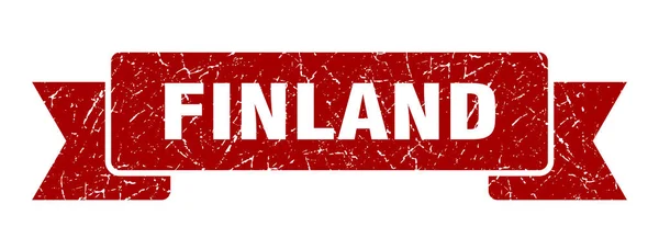 Finská stuha. Red Finland grunge band sign — Stockový vektor
