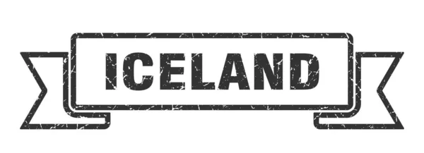 Cinta de Islandia. Signo de banda grunge de Islandia negra — Vector de stock