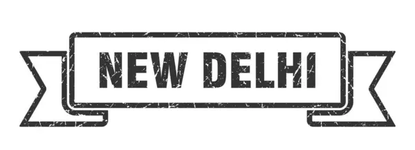 Nová stuha z Dillí. Black New Delhi Grunge band sign — Stockový vektor