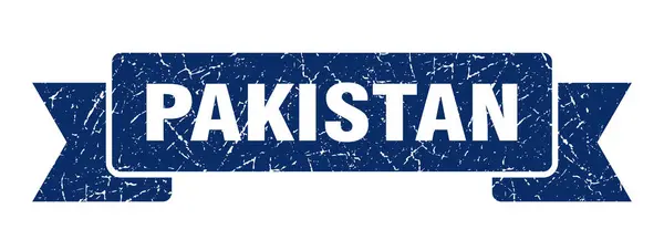 Pakistan-Schleife. blaues pakistanisches Grunge-Band-Zeichen — Stockvektor