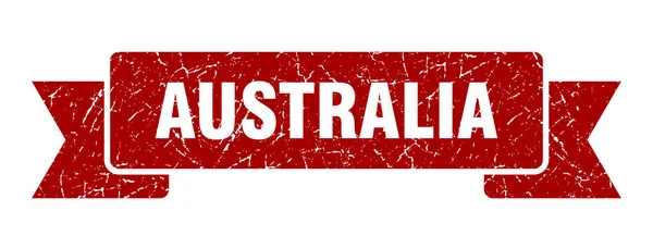 Australská stuha. Red Australia grunge band sign — Stockový vektor