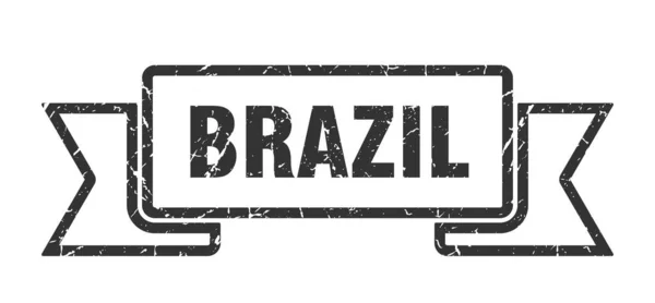 Бразильська стрічка. Black Brazil grunge band sign — стоковий вектор