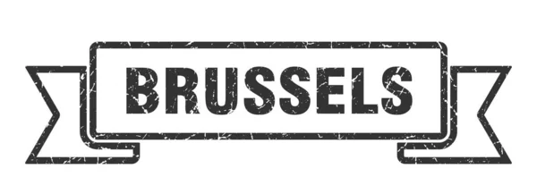 Брюссельська стрічка. Black Brussels grunge band sign — стоковий вектор