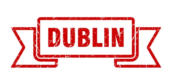 Dublin ribbon. Red Dublin grunge band sign — Stock Vector