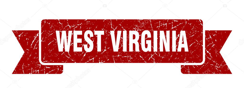 West Virginia ribbon. Red West Virginia grunge band sign