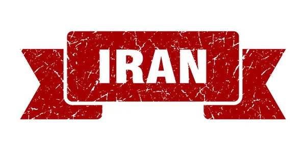 Wstążka irańska. Czerwony Iran grunge band znak — Wektor stockowy