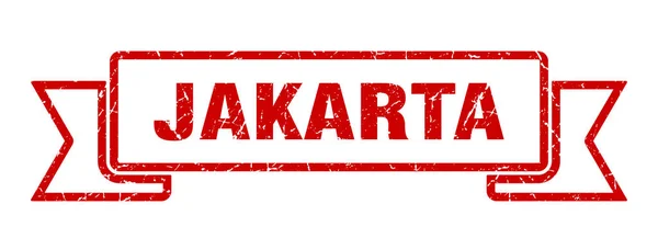 Jakarta stuha. Red Jakarta grunge band sign — Stockový vektor