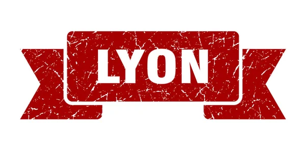 Lyon ribbon. Red Lyon grunge band sign — Stock Vector