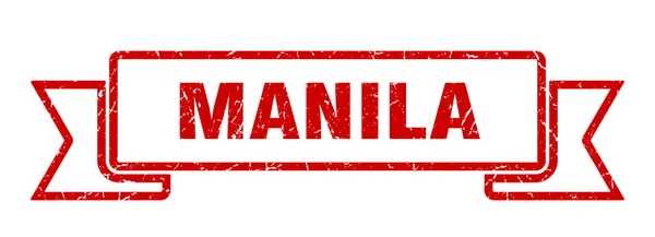 Manila ribbon. Red Manila grunge band sign — ストックベクタ